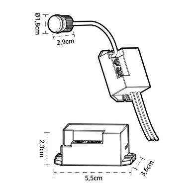 Sensor de movimento IR branco IP20, ângulo de detecção 120º/360º, em PC com protecção UV