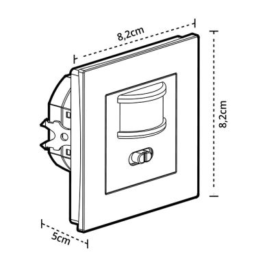 White infrared (IR) movement sensor IP20, detection angle 160º, in PC with UV protection