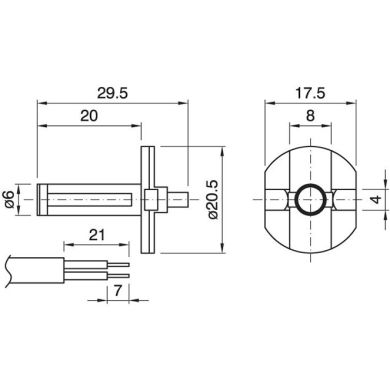 Closed cord grip/Insulator for E14 1-piece lampholder, natural color thermoplastic resin, flat cable