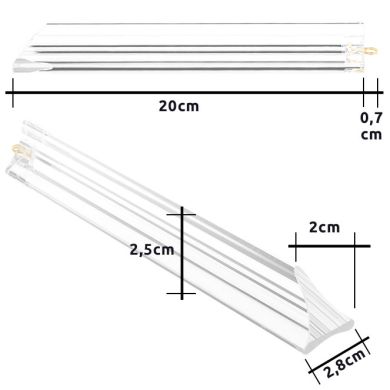 Triangular bar INGA made of transparent glass, with golden hook W.2,8xL.2,5xH.20cm