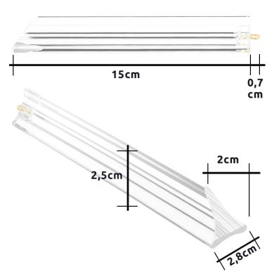 Triangular bar INGA made of transparent glass, with golden hook W.2,8xL.2,5xH.15cm