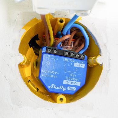 Shelly 1 Gen3 — 1-channel relay (ON/OFF) 16A Wi-Fi + Bluetooth