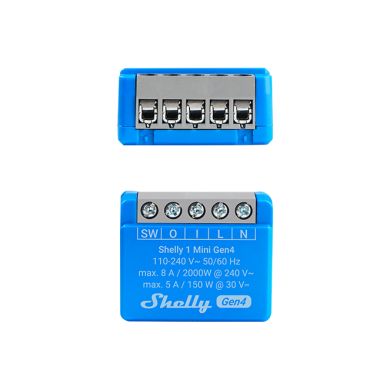 Shelly 1 Mini Gen4 — Relé 1 canal (ON/OFF) 8A Wi-Fi + Zigbee + Matter