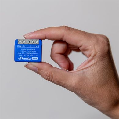 Shelly 1 Mini Gen4 — Relé 1 canal (ON/OFF) 8A Wi-Fi + Zigbee + Matter