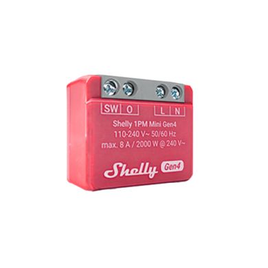 Shelly 1PM Mini Gen4 — Mini Relé 1 canal (ON/OFF) 16A com Medição de Consumo, Wi-Fi + Matter