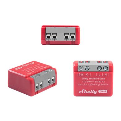 Shelly 1PM Mini Gen4 — Mini Relé 1 canal (ON/OFF) 16A com Medição de Consumo, Wi-Fi + Matter
