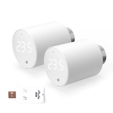Shelly BLU TRV 2-pack — 2x Radiator thermostatic valve head Bluetooth + 1x + Gateway Gen3
