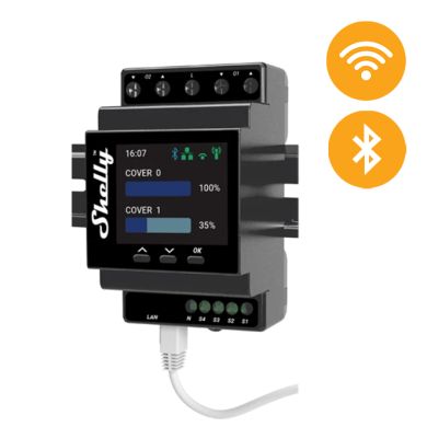 Shelly Pro Dual Cover PM — 2-channel controller,DIN rail , 2 motors/blinds w/consumption measurement