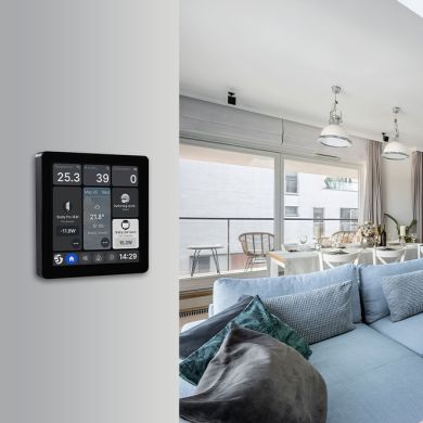 Shelly Wall Display X1i Black — 4" touch control panel with built-in relay, Wi-Fi 6 + Bluetooth