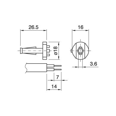 Presacable aislador SIB 14 para E14 1 pieza, para cable plano en baquelita blanco