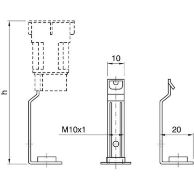 Snap-in bracket 1-piece E14 candle lampholder white zinc-plated metal H.70 mm