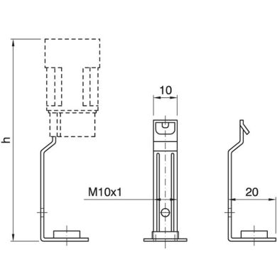 Snap-in bracket 1-piece E14 candle lampholder white zinc-plated metal H.85 mm