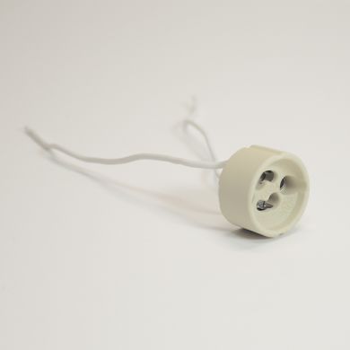 Portalámparas blanco de porcelana con casquillo GU10 y cable 15cm