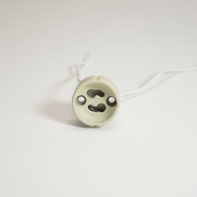 Portalámparas blanco de porcelana con casquillo GU10 y cable 15cm