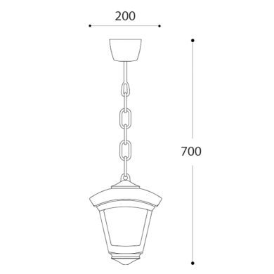 Suspensão ROBY 1xE27 IP55 C.20xL.20xAlt.70cm resina preta