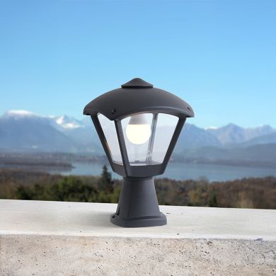 Pillar DARIO 1xE27 IP55 L.24xW.24xH.35cm black resin