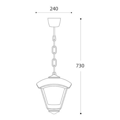 Suspensão DARIO 1xE27 IP55 C.24xL.24xAlt.73cm resina preta