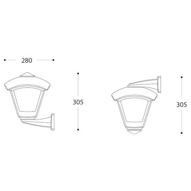 Aplique DARIO 1xE27 IP55 C.24xL.28xAlt.30,5cm resina preta