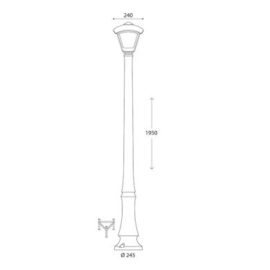 Farola DARIO 1xE27 8,5W con pulsador CCT (3colores) IP55 L.24xAn.24xAl.195cm resina negra