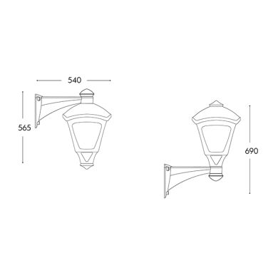 Aplique SERGIO 1xE27 30W con pulsador CCT (2colores) IP55 L.33xAn.54xAl.69/56,5cm resina negra