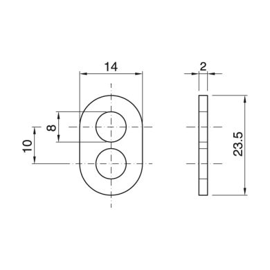 Trava cabo para cabo redondo 2 pólos, em resina termoplástica branca, 23, 5x14x2mm