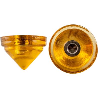 Terminal amarelo de vidro com rosca D.4,5cm e furo D.1cm