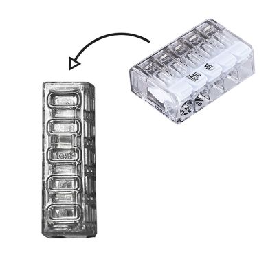 Transparent compact connector for cable 5 poles 0,2-2,5mm2 450V 24A (box 50pcs)