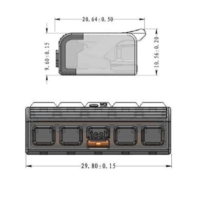 Ligador com patilha 5 polos 0,2-4mm2 450V 32A em policarbonato transparente (cx 25pcs)