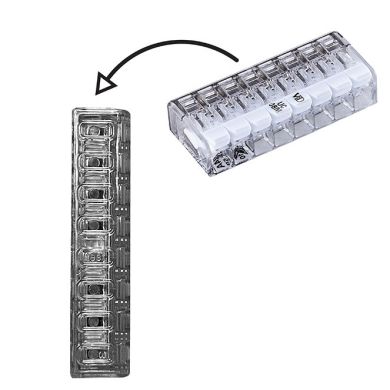 Transparent compact connector for cable 8 poles 0,2-2,5mm2 450V 24A (box 25pcs)