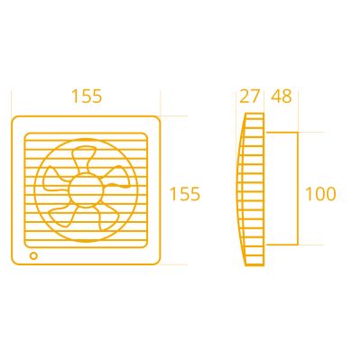 Extractor axial GRAVANA en ABS blanco 15W, tubo con D.100mm