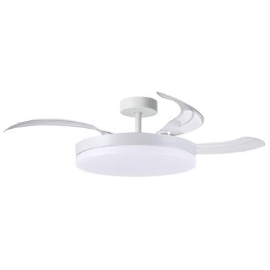 Ventilador DC NEW APOLO MINI blanco, 3aspas retráctiles, 96W LED 3000|4000|6000K, Al.30/35xD.91/40cm