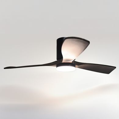Ceiling fan DC CÉFIRO ON black/oak, 3 blades, 40W LED 3000|4000|6500K, H.18xD.130cm