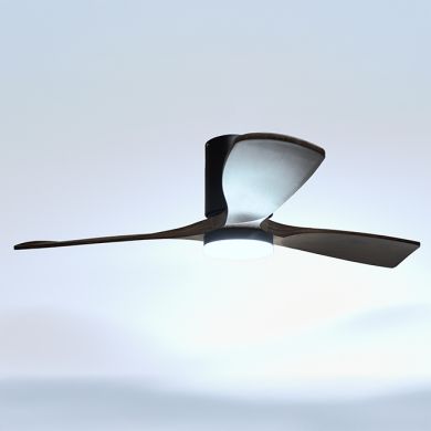 Ceiling fan DC CÉFIRO ON black/oak, 3 blades, 40W LED 3000|4000|6500K, H.18xD.130cm