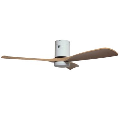 Ceiling fan DC CÉFIRO ON white/beech wood, 3 blades, 40W LED 3000|4000|6500K, H.18xD.130cm