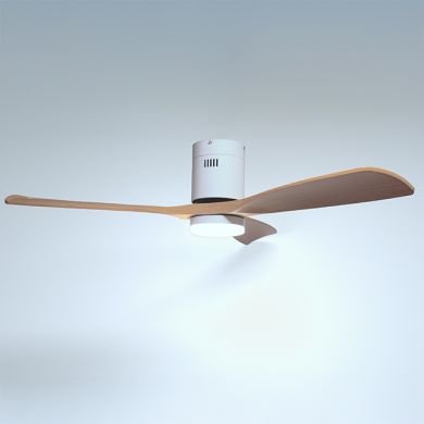 Ceiling fan DC CÉFIRO ON white/beech wood, 3 blades, 40W LED 3000|4000|6500K, H.18xD.130cm