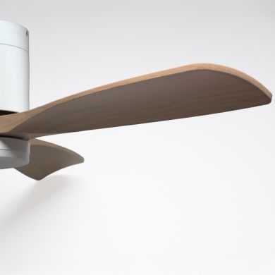 Ceiling fan DC CÉFIRO ON white/beech wood, 3 blades, 40W LED 3000|4000|6500K, H.18xD.130cm