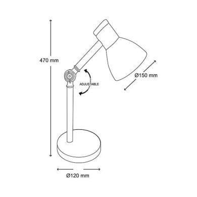 Candeeiro de mesa TEACHER 1xE27 Alt.47cmxD.15cm Branco/Madeira