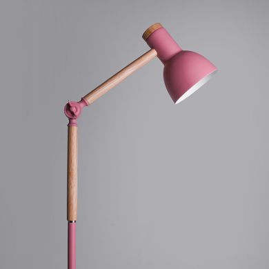 Floor Lamp TEACHER 1xE27 H.150xD.22cm matte Pink/Wood