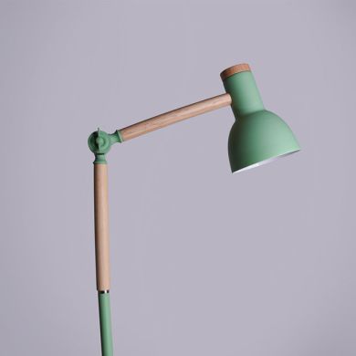 Lámpara de pie TEACHER 1xE27 Al.150xD.22cm Verde mate/Madera