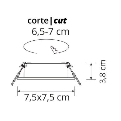 Frame for Downlight ZÉFIRO square fixed L.7,5xW.7,5xH.3,8cm Satin Nickel