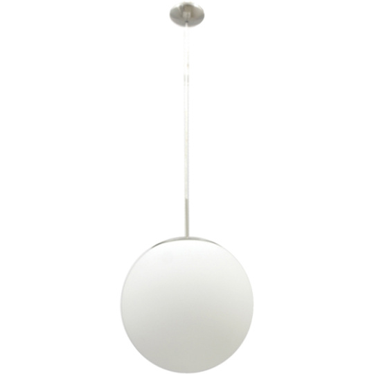 Pendant Light GLOBAL 1xE27 H.Reg.xD.25cm Satin Nickel/White