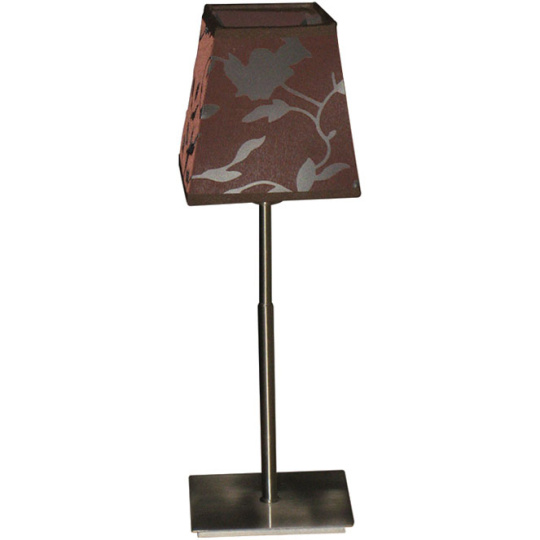 Table Lamp DINAMARCA 1xE14 L.14xW.14xH.39,5cm Satin Nickel/Bordeaux
