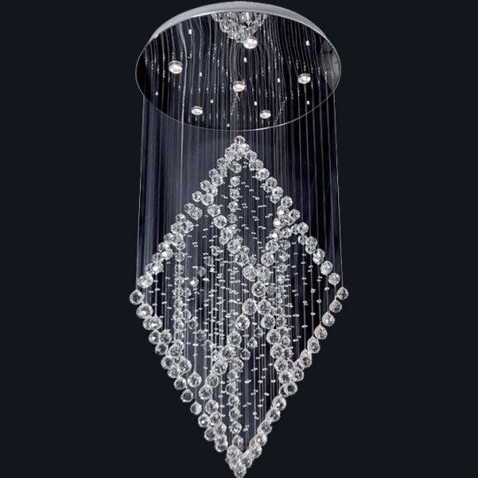 Lámpara de Techo ROSA 6xGU10 Al.150xD.80cm Cristales y Hoja Niquelada Cromo