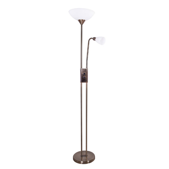 Floor Lamp MILANO with reading arm 1xE27 + 1xE14 H.178xD.30cm antique brass