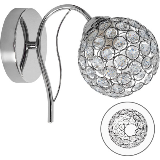 Wall Lamp BALBINA 1xE27 L.13xW.24xH.18cm Chrome