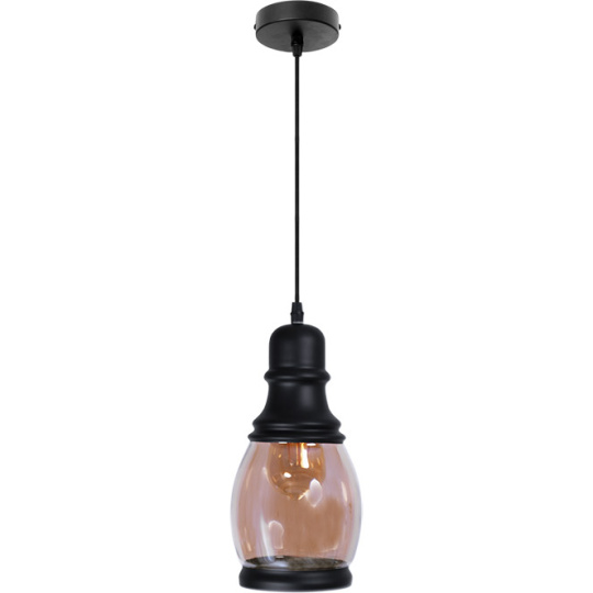 Pendant Light CAPITOLINA 1xE27 H.Reg.xD.14cm Black/Amber