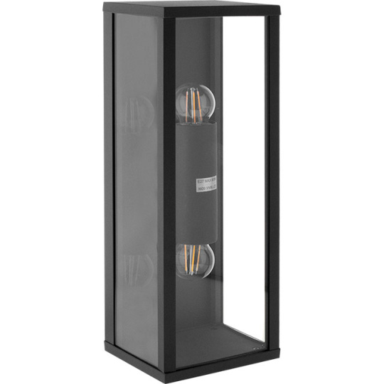 Wall Lamp NOZELO IP44 2xE27 L.14xW.11,5xH.38cm Aluminium+Glass Anthracite