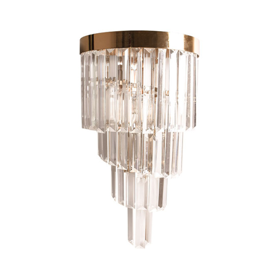 Wall lamp OLFUS 1xE14 H.42xD.25cm with transparent cristals and gold plate
