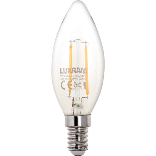 Light Bulb E14 (thin) Candle CLASSIC LED 2W 2700K 250lm Transparent-A++