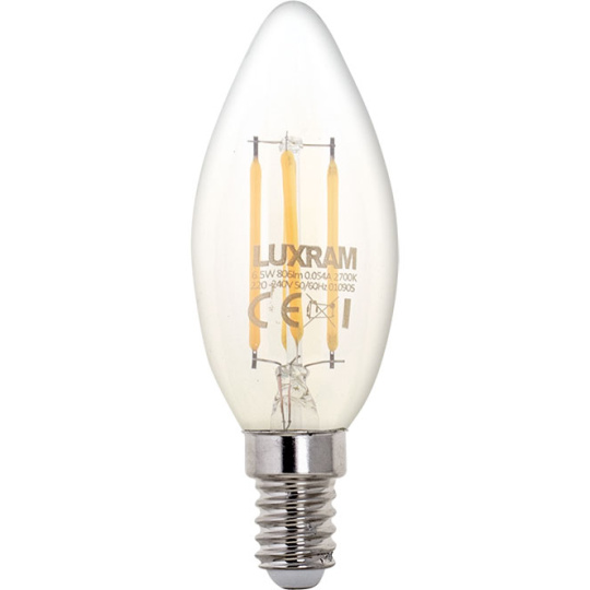 Lâmpada E14 (fino) Vela CLASSIC LED 6.5W 2700K 806lm Transparente-A++